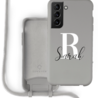 Coverzs Coverzs Silicone case met koord Samsung Galaxy S21 Plus (Grijs) - Initial + Name Coverzs Coverzs Silicone case met koord Samsung Galaxy S21 Plus (Grijs) - Initial + Name