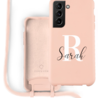 Coverzs Coverzs Silicone case met koord Samsung Galaxy S21 (Roze) - Initial + Name Coverzs Coverzs Silicone case met koord Samsung Galaxy S21 (Roze) - Initial + Name