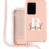 Coverzs Coverzs Silicone case met koord Samsung Galaxy S20 Ultra (Roze) - Initial + Name Coverzs Coverzs Silicone case met koord Samsung Galaxy S20 Ultra (Roze) - Initial + Name