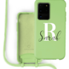 Coverzs Coverzs Silicone case met koord Samsung Galaxy S20 Ultra (Lichtgroen) - Initial + Name Coverzs Coverzs Silicone case met koord Samsung Galaxy S20 Ultra (Lichtgroen) - Initial + Name