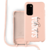 Coverzs Coverzs Silicone case met koord Samsung Galaxy S20 (Roze) - Verticaal + Name Coverzs Coverzs Silicone case met koord Samsung Galaxy S20 (Roze) - Verticaal + Name