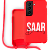 Coverzs Coverzs Silicone case met koord Samsung Galaxy S21 Plus (Rood) - Name + Name Coverzs Coverzs Silicone case met koord Samsung Galaxy S21 Plus (Rood) - Name + Name