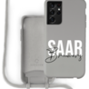 Coverzs Coverzs Silicone case met koord Samsung Galaxy S21 Ultra (Grijs) - Name + Name Coverzs Coverzs Silicone case met koord Samsung Galaxy S21 Ultra (Grijs) - Name + Name