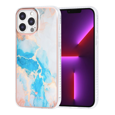 UNIQ Accessory UNIQ Classic Case iPhone 13 Pro Max TPU Back Cover hoesje - Marble Blue UNIQ Accessory UNIQ Classic Case iPhone 13 Pro Max TPU Back Cover hoesje - Marble Blue