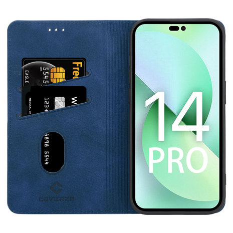 Coverzs Coverzs iPhone 14 Pro Luxe bookcase (blauw) Coverzs Coverzs iPhone 14 Pro Luxe bookcase (blauw)