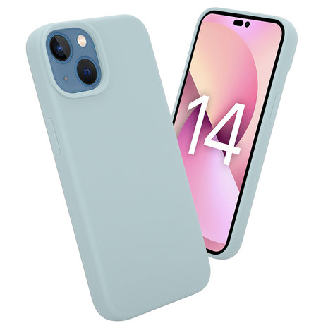 Coverzs Coverzs Luxe Liquid Silicone case iPhone 14 (grijsblauw)