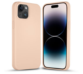 Coverzs Solid silicone case iPhone 14 Plus (zacht roze)