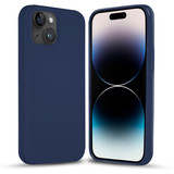 Coverzs Solid silicone case iPhone 14 Plus (marine blauw)