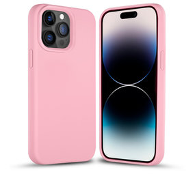 Coverzs Solid silicone case iPhone 14 Pro Max (roze)