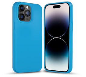 Coverzs Solid silicone case iPhone 14 Pro Max (lichtblauw)