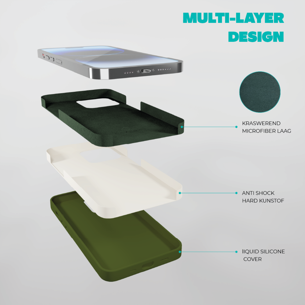 Coverzs Coverzs Solid silicone case iPhone 14 Pro Max (legergroen)