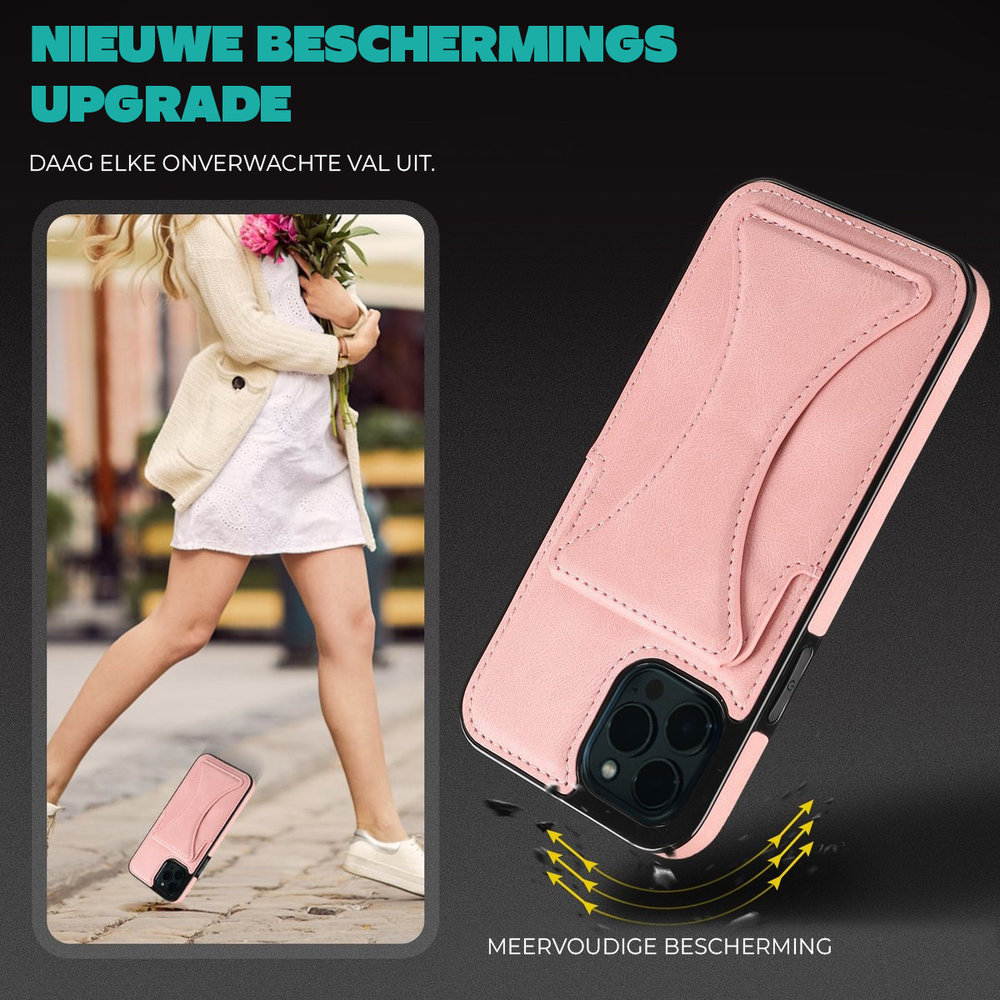 ShieldCase® ShieldCase iPhone 13 Pro leren hoesje met standaard en pashouder (roze) ShieldCase® ShieldCase iPhone 13 Pro leren hoesje met standaard en pashouder (roze)
