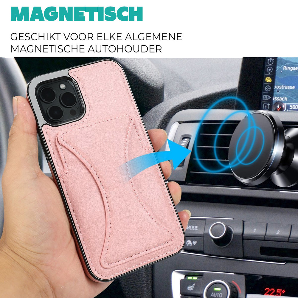 ShieldCase® ShieldCase iPhone 13 Pro leren hoesje met standaard en pashouder (roze) ShieldCase® ShieldCase iPhone 13 Pro leren hoesje met standaard en pashouder (roze)