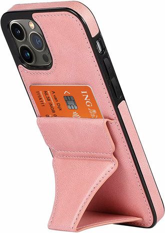 ShieldCase® ShieldCase iPhone 13 Pro leren hoesje met standaard en pashouder (roze) ShieldCase® ShieldCase iPhone 13 Pro leren hoesje met standaard en pashouder (roze)