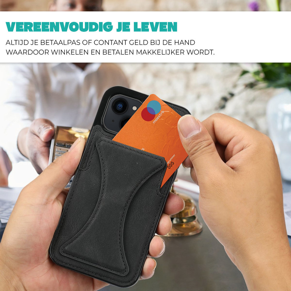 ShieldCase® ShieldCase iPhone 13 Mini leren hoesje met standaard en pashouder (zwart) ShieldCase® ShieldCase iPhone 13 Mini leren hoesje met standaard en pashouder (zwart)