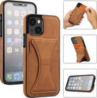 ShieldCase® ShieldCase iPhone 13 leren hoesje met standaard en pashouder (bruin)
