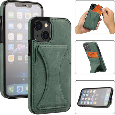 ShieldCase® ShieldCase iPhone 13 leren hoesje met standaard en pashouder (groen) ShieldCase® ShieldCase iPhone 13 leren hoesje met standaard en pashouder (groen)
