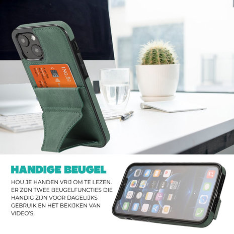 ShieldCase® ShieldCase iPhone 13 leren hoesje met standaard en pashouder (groen) ShieldCase® ShieldCase iPhone 13 leren hoesje met standaard en pashouder (groen)