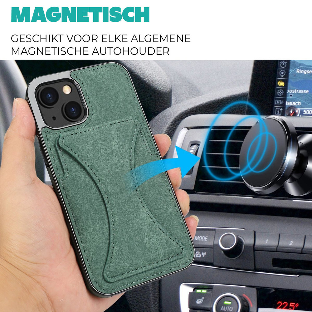 ShieldCase® ShieldCase iPhone 13 leren hoesje met standaard en pashouder (groen) ShieldCase® ShieldCase iPhone 13 leren hoesje met standaard en pashouder (groen)