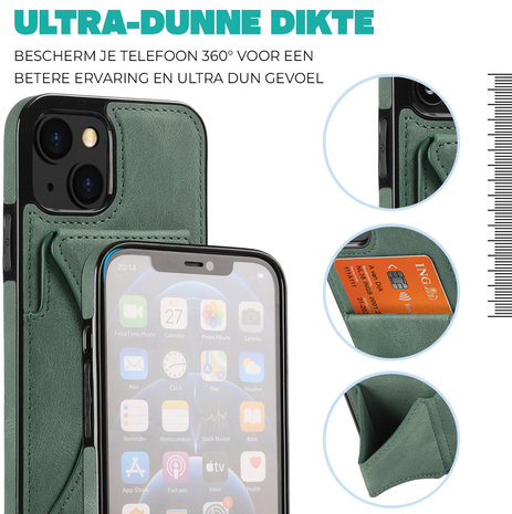 ShieldCase® ShieldCase iPhone 13 leren hoesje met standaard en pashouder (groen) ShieldCase® ShieldCase iPhone 13 leren hoesje met standaard en pashouder (groen)