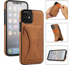 ShieldCase® iPhone 11 leren hoesje met standaard en pashouder (bruin) ShieldCase® iPhone 11 leren hoesje met standaard en pashouder (bruin)
