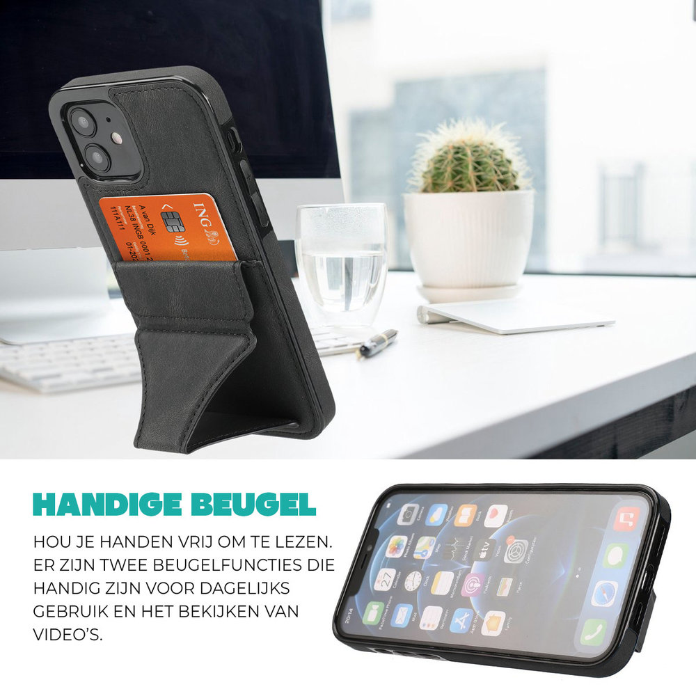ShieldCase® ShieldCase iPhone 11 leren hoesje met standaard en pashouder (zwart) ShieldCase® ShieldCase iPhone 11 leren hoesje met standaard en pashouder (zwart)