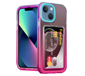 ShieldCase® iPhone 13 Mini hoesje colorful pasjeshouder (turquoise/roze) ShieldCase® iPhone 13 Mini hoesje colorful pasjeshouder (turquoise/roze)
