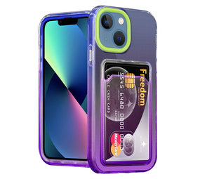 ShieldCase® iPhone 13 Mini hoesje colorful pasjeshouder (groen/paars) ShieldCase® iPhone 13 Mini hoesje colorful pasjeshouder (groen/paars)