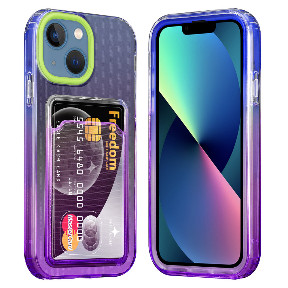 ShieldCase® ShieldCase iPhone 13 Mini hoesje colorful pasjeshouder (groen/paars) ShieldCase® ShieldCase iPhone 13 Mini hoesje colorful pasjeshouder (groen/paars)