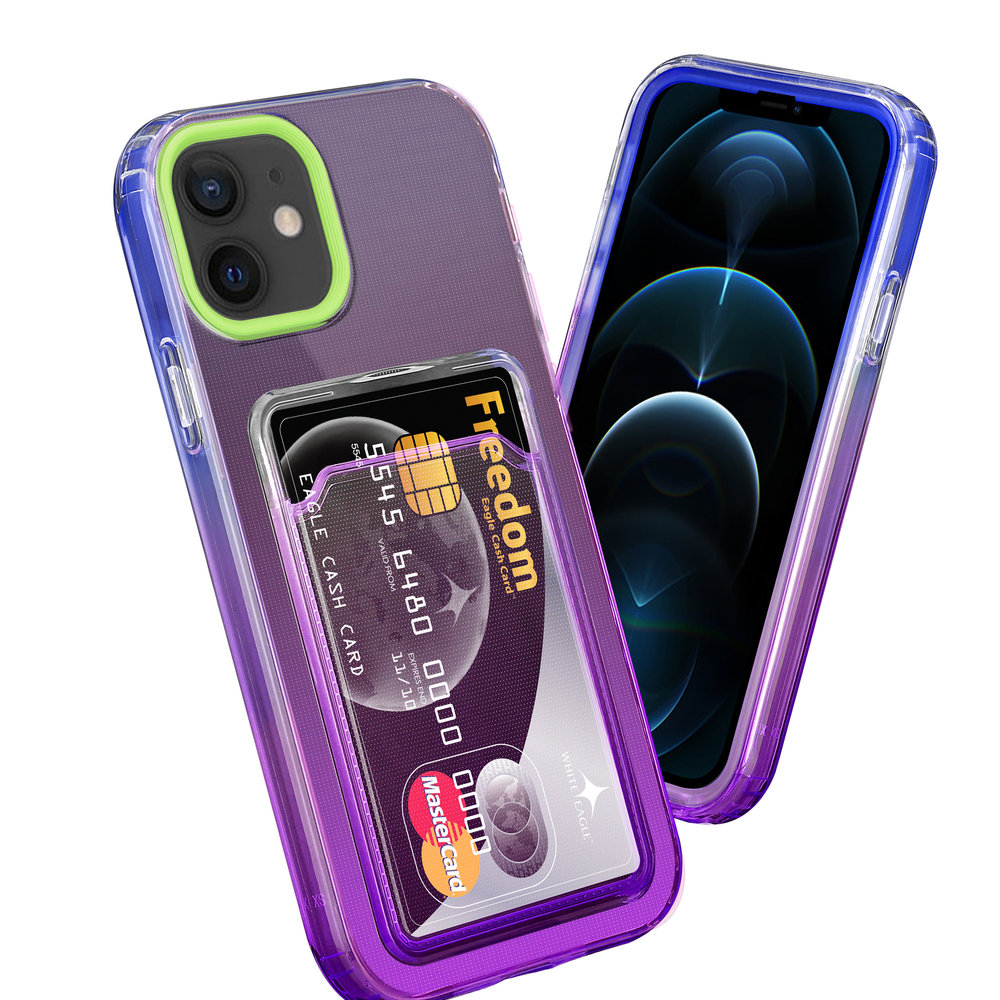 ShieldCase® ShieldCase iPhone 12 hoesje colorful pasjeshouder (groen/paars) ShieldCase® ShieldCase iPhone 12 hoesje colorful pasjeshouder (groen/paars)