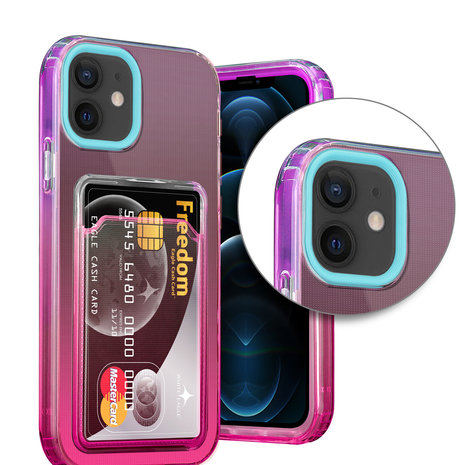 ShieldCase® ShieldCase iPhone 12 hoesje colorful pasjeshouder (turquoise/roze) ShieldCase® ShieldCase iPhone 12 hoesje colorful pasjeshouder (turquoise/roze)