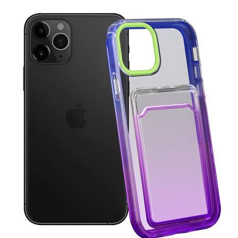 ShieldCase® ShieldCase iPhone 11 Pro hoesje colorful pasjeshouder (groen/paars) ShieldCase® ShieldCase iPhone 11 Pro hoesje colorful pasjeshouder (groen/paars)