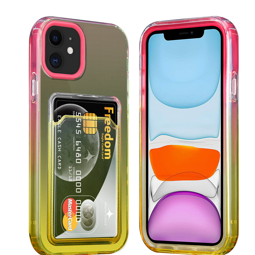 ShieldCase® ShieldCase iPhone 11 hoesje colorful pasjeshouder (roze/geel) ShieldCase® ShieldCase iPhone 11 hoesje colorful pasjeshouder (roze/geel)