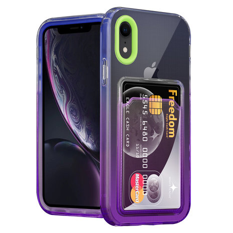 ShieldCase® ShieldCase iPhone Xr hoesje colorful pasjeshouder (groen/paars) ShieldCase® ShieldCase iPhone Xr hoesje colorful pasjeshouder (groen/paars)
