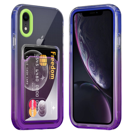 ShieldCase® ShieldCase iPhone Xr hoesje colorful pasjeshouder (groen/paars) ShieldCase® ShieldCase iPhone Xr hoesje colorful pasjeshouder (groen/paars)