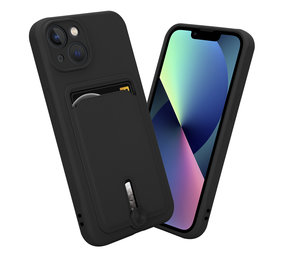 Coverzs iPhone 13 Pro Max pasjeshouder hoesje met schuifknop (zwart) Coverzs iPhone 13 Pro Max pasjeshouder hoesje met schuifknop (zwart)