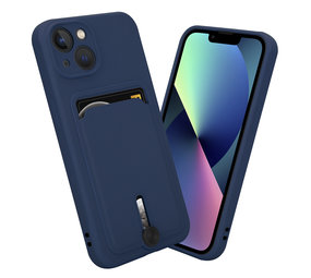 Coverzs iPhone 12 pasjeshouder hoesje met schuifknop (blauw) Coverzs iPhone 12 pasjeshouder hoesje met schuifknop (blauw)