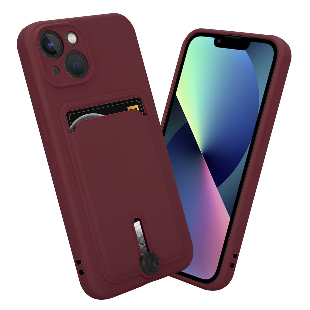Coverzs Coverzs iPhone 12 pasjeshouder hoesje met schuifknop (bordeaux) Coverzs Coverzs iPhone 12 pasjeshouder hoesje met schuifknop (bordeaux)