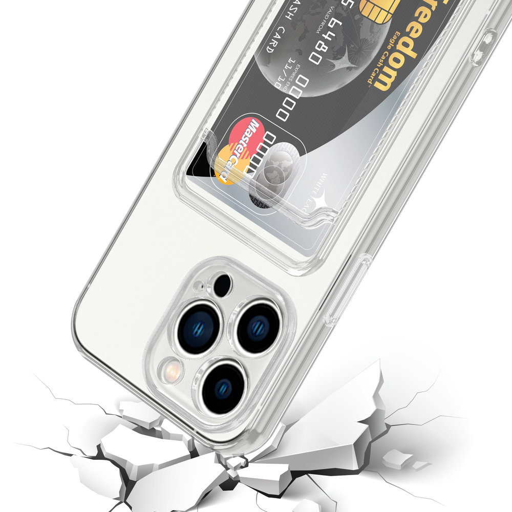 Ceezs Ceezs iPhone 13 Pro transparant hoesje met pasjeshouder Ceezs Ceezs iPhone 13 Pro transparant hoesje met pasjeshouder