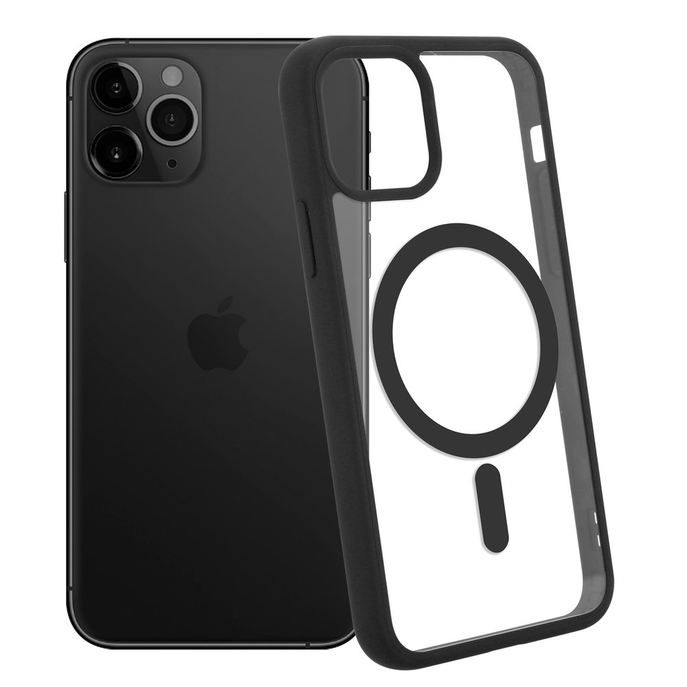 iPhone 11 Pro Magsafe hoesje transparant gekleurde rand zwart