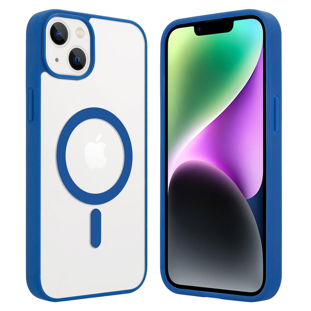 Imitatie toevoegen aan Bounty iPhone 14 Plus Magsafe hoesje transparant gekleurde rand (blauw) -  Phone-Factory