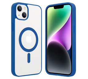 ShieldCase® iPhone 14 Plus Magsafe hoesje transparant gekleurde rand (blauw) ShieldCase® iPhone 14 Plus Magsafe hoesje transparant gekleurde rand (blauw)