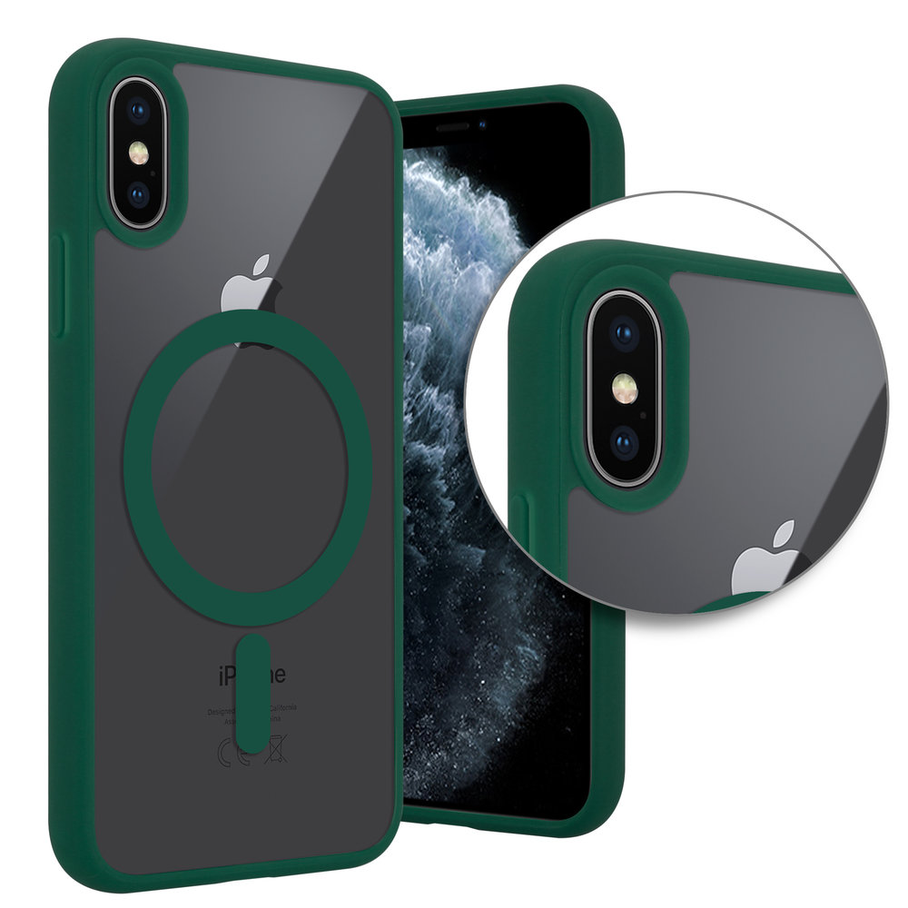 Benodigdheden alledaags Specialiseren iPhone X/Xs Magsafe hoesje transparant gekleurde rand (groen) -  Phone-Factory