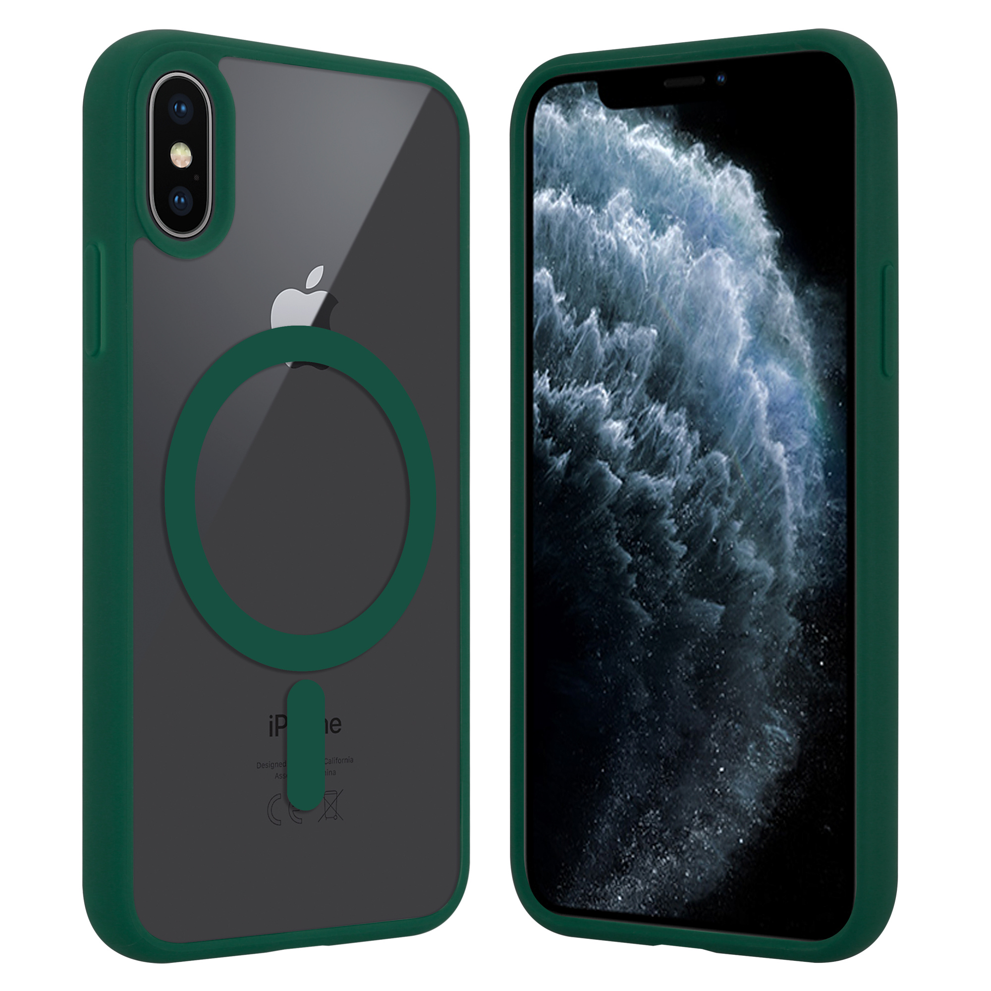 alias staking Orkaan iPhone X/Xs Magsafe hoesje transparant gekleurde rand (groen) -  Phone-Factory