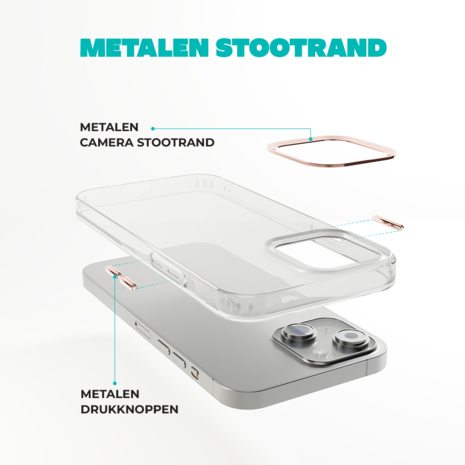 Coverzs Coverzs iPhone 14 Plus hard case met metalen camera bumper (roze)