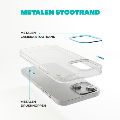 Coverzs Coverzs iPhone 14 Plus hard case met metalen camera bumper (blauw)