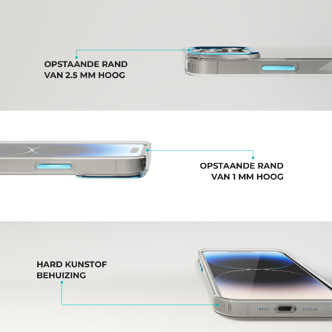 Coverzs Coverzs iPhone 14 Plus hard case met metalen camera bumper (blauw)