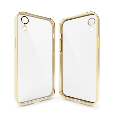 iPhone Xr hoesje clear soft case camera cover goud Phone Factory