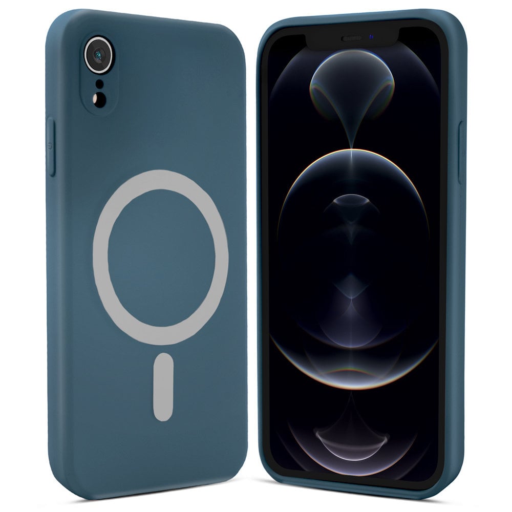 iPhone Xr Magsafe hoesje siliconen zijde (blauw) - Phone-Factory