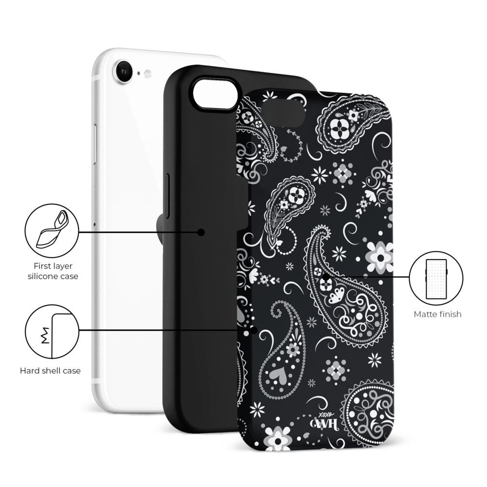 xoxo Wildhearts xoxo Wildhearts Paisley Dawn Black - iPhone 7/8 SE hoesje xoxo Wildhearts xoxo Wildhearts Paisley Dawn Black - iPhone 7/8 SE hoesje